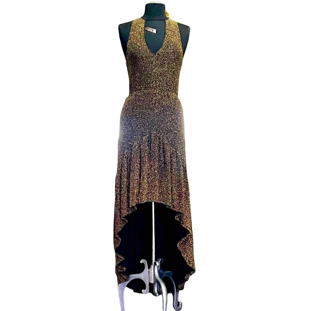 SOLD!!Gold and Black Jersey Stretch Dress “Ecote” London